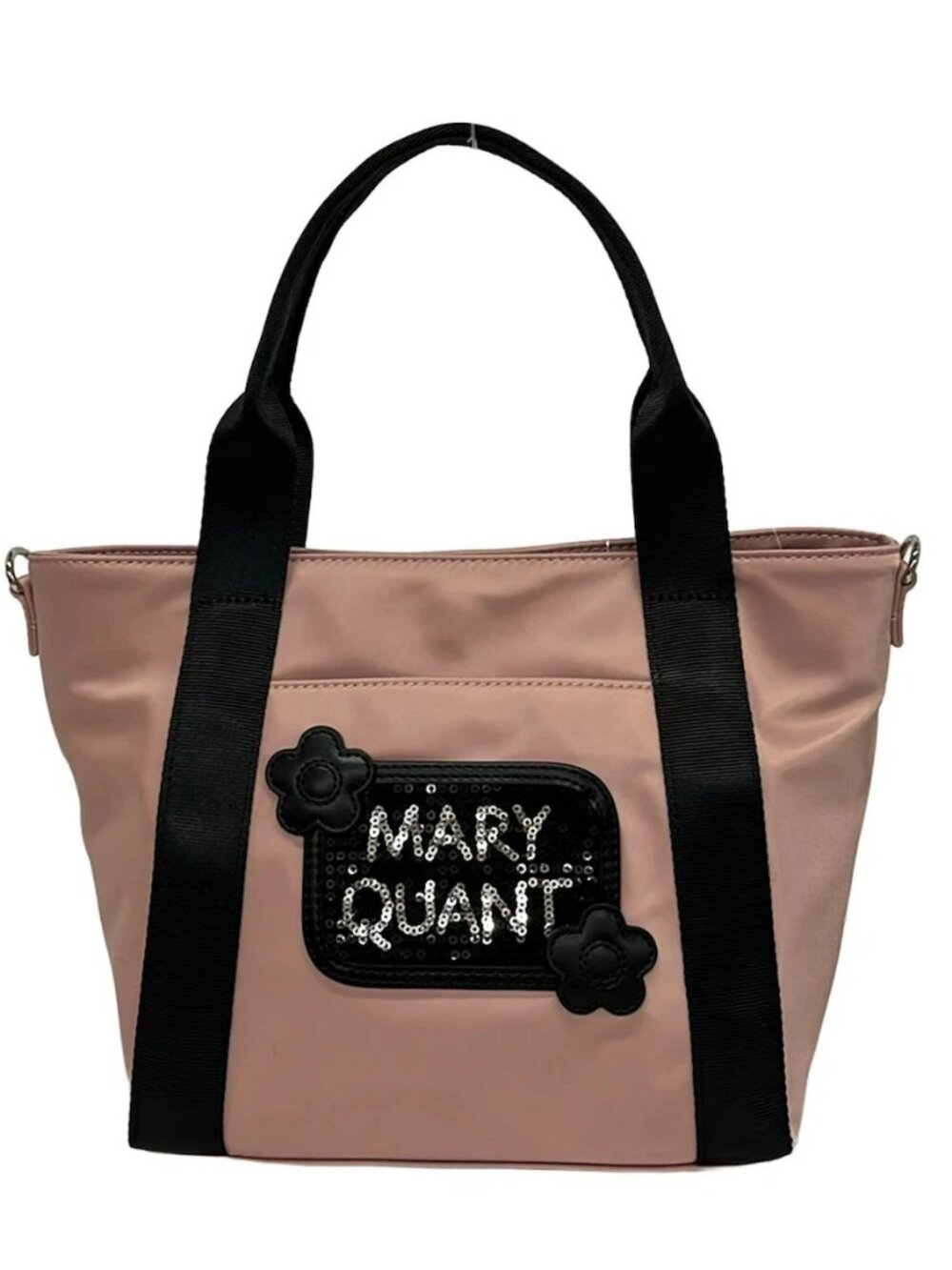 MARY QUANT Light Pink Black Chemical Fiber Tote Bag